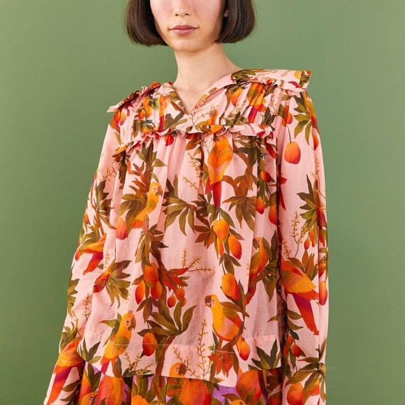 FARM Rio Tops - NWT XS Farm Rio Pink Mango Trees Blouse